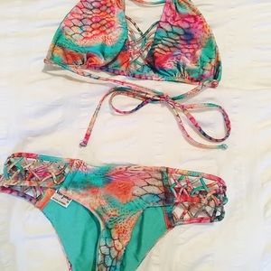 Luli Fama X Colorful Print Bikini (Size XS)